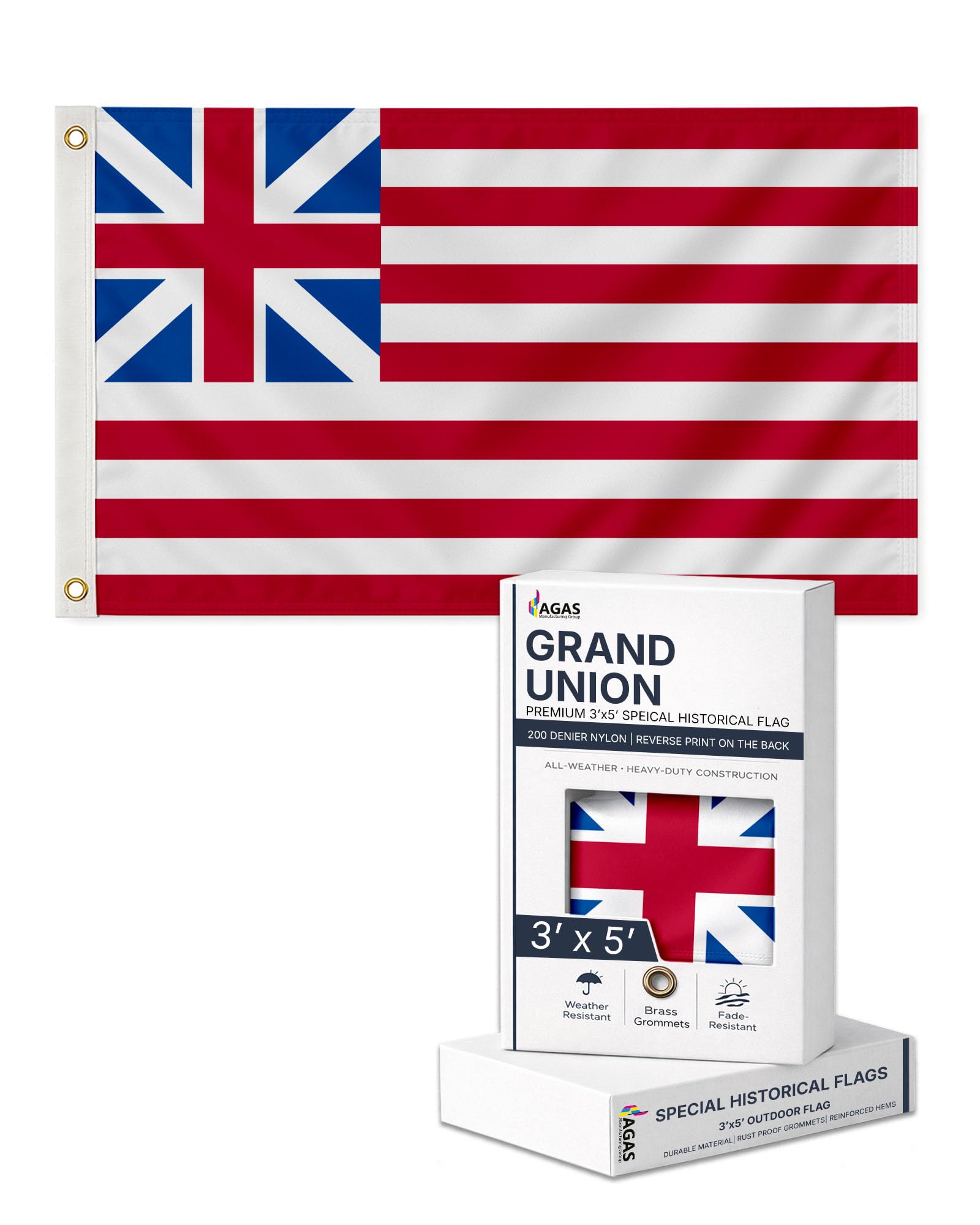 AGAS 3X5 Ft US Sons of Liberty Rebellious Stripes American Revolution History Flags - Printed 200D Nylon with Brass Grommets United States Historical Flag