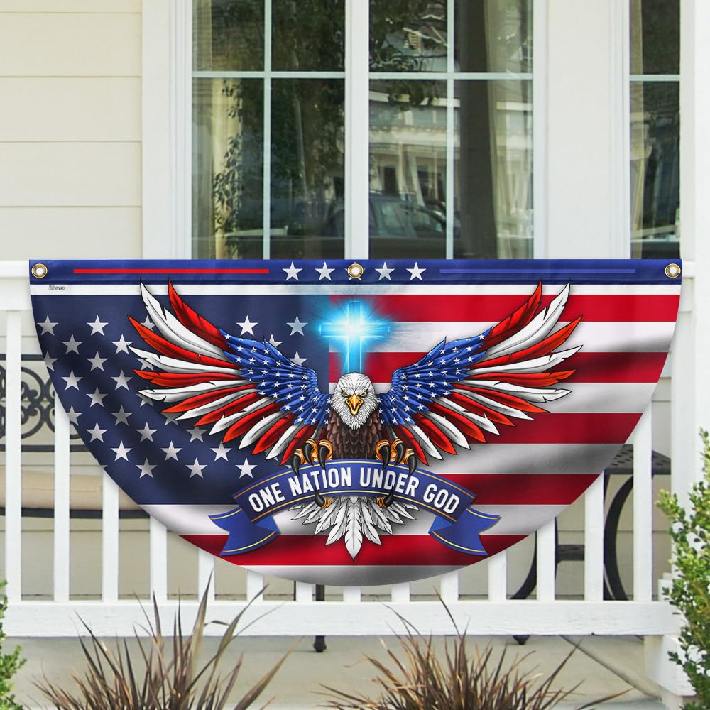 FLAGWIX American Flag Patriotic Eagle American Non-Pleated Fan Flag TQN2902FL, 1.5x3 ft, 1 Pack Suitable for Outdoor and Indoor