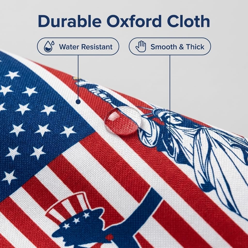 4th of July Decor Soccer Theme World Soccer Flag Porch Banners & Patriotic Garden Flags Set - Uncle Sam & Liberty American Flag Decor, Patriotic Decorations for Independence Day Outdoor Yard Sign (3 Pack)