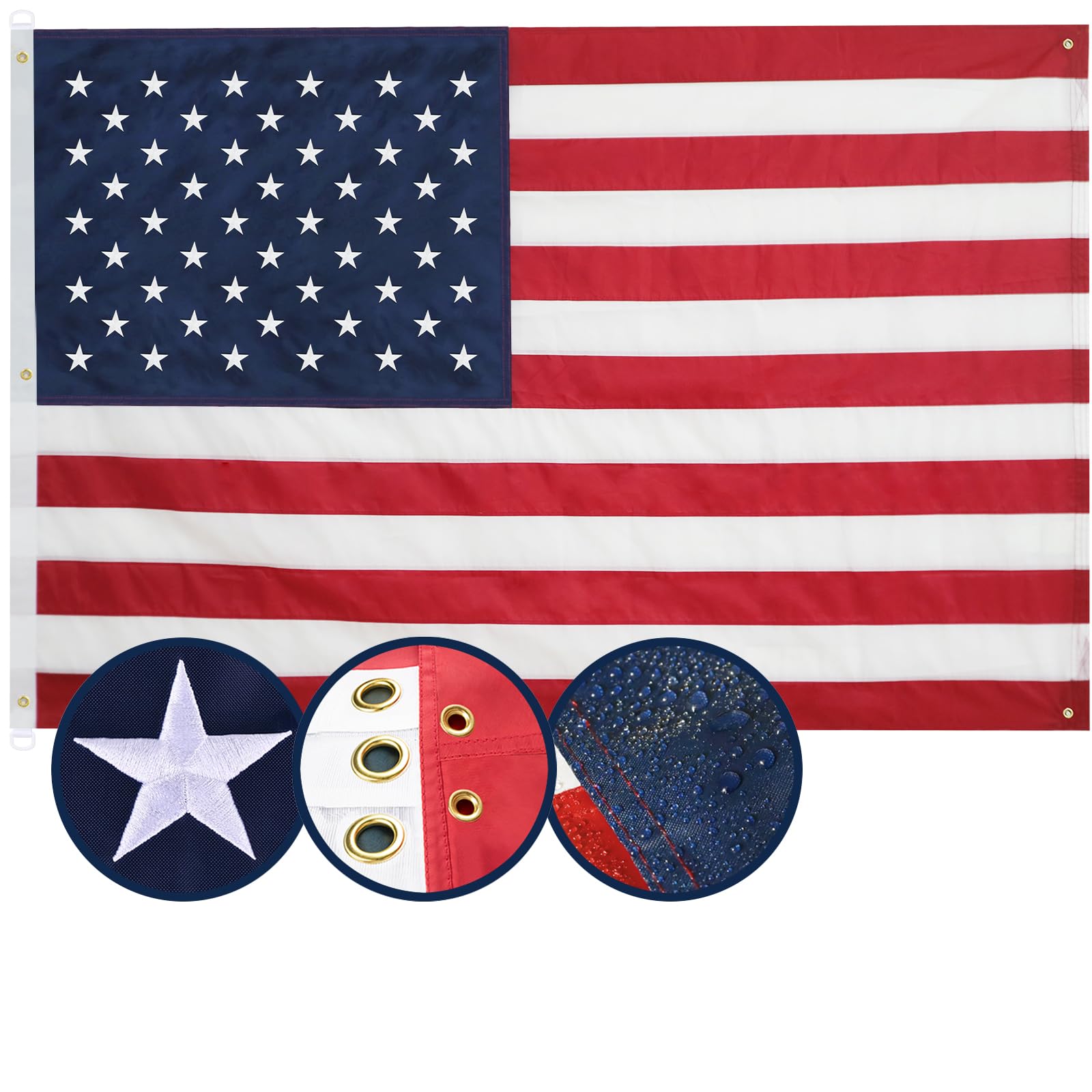 American Flag 4x6 Ft, Multipurpose Heavy Duty US Flag, 4 Brass Grommets, Embroidered Stars, Sewn Stripes, Outdoor Standard USA Flag, Bedroom, Room, Indoor Hanging American Flag For Wall