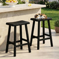 EFU Outdoor Bar Stools Set of 4,All-Weather Patio Stools & Bar Chairs, Heavy Duty Resin Saddle Stool with Protective Foot Pads,Waterproof 29 Inch Stool with Footrest for Deck,Balcony and Yard (Black)
