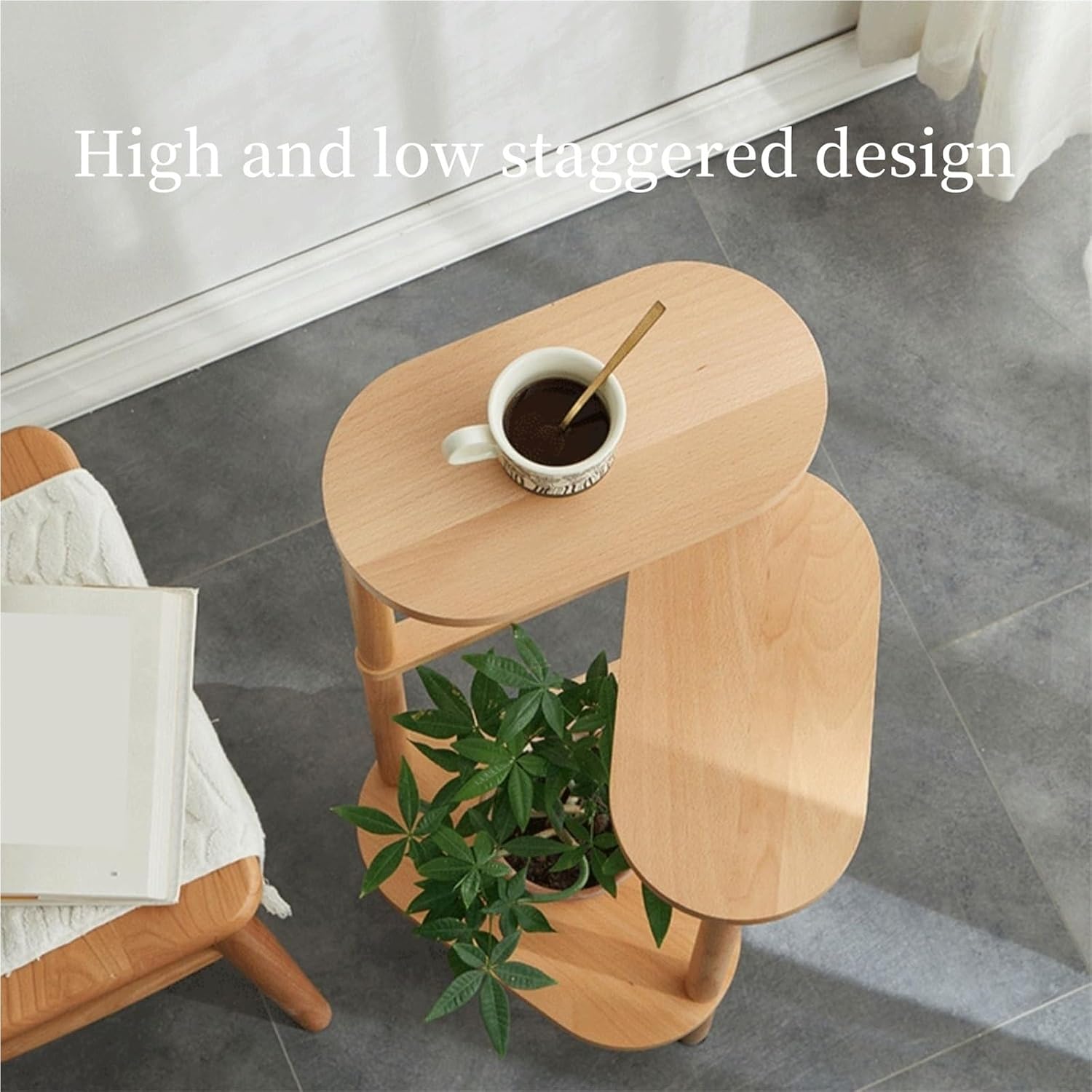 Plant Stand Indoor 3 Tiers Flower Pots Holder Solid Wood Plant Shelf Plants Display Rack Space Saving Multi Layer Flower Rack for Living Room Balcony,Ideal for Home