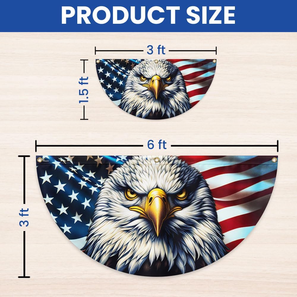 FLAGWIX American Flag Patriotic Eagle American Non-Pleated Fan Flag TQN2902FL, 1.5x3 ft, 1 Pack Suitable for Outdoor and Indoor