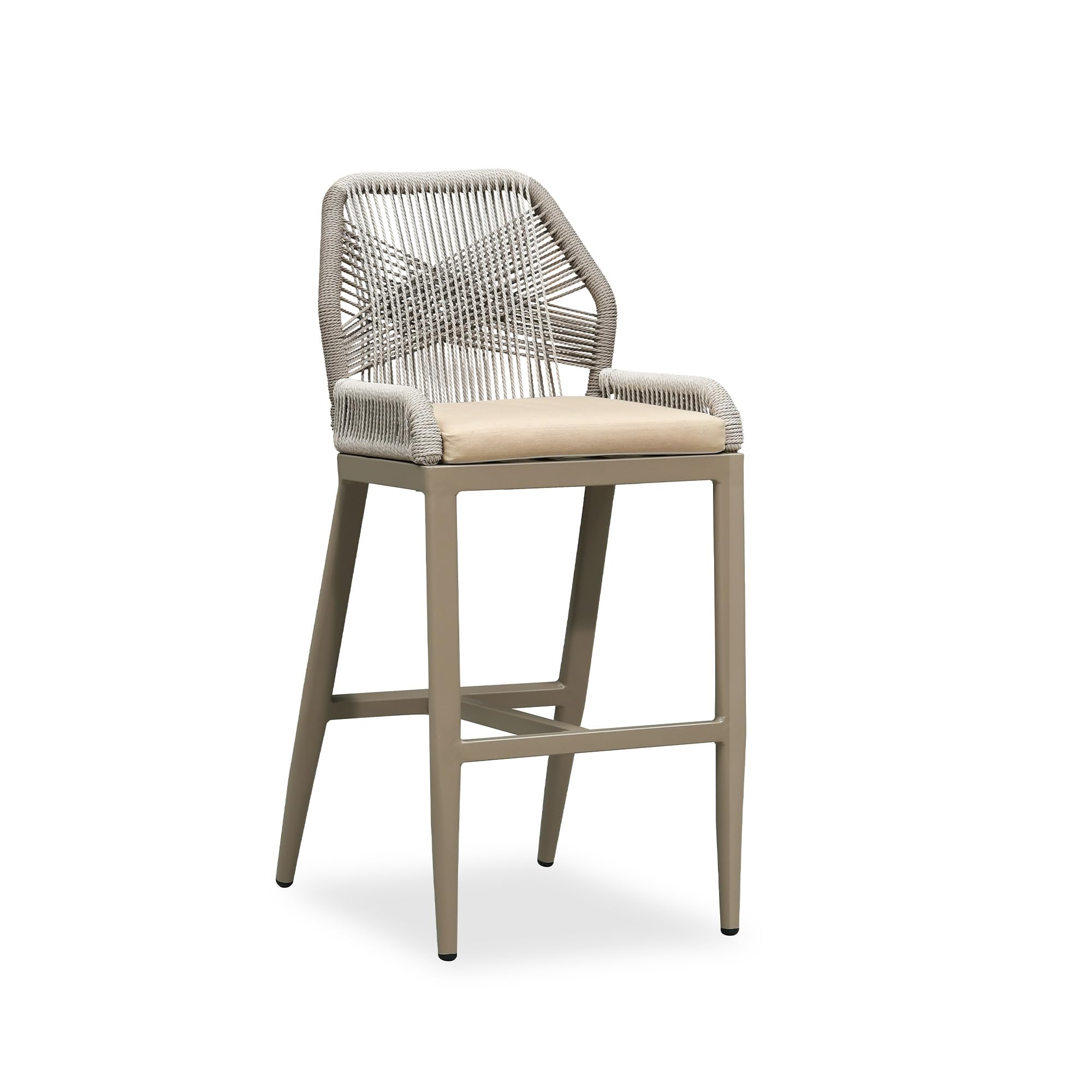 PURPLE LEAF Patio Counter Height Bar Stools 24" H Set of 2 Modern Rattan Bar Chairs Aluminum Stool Outdoor Wicker Barstools with Back and Cushion for Garden Kitchen Island