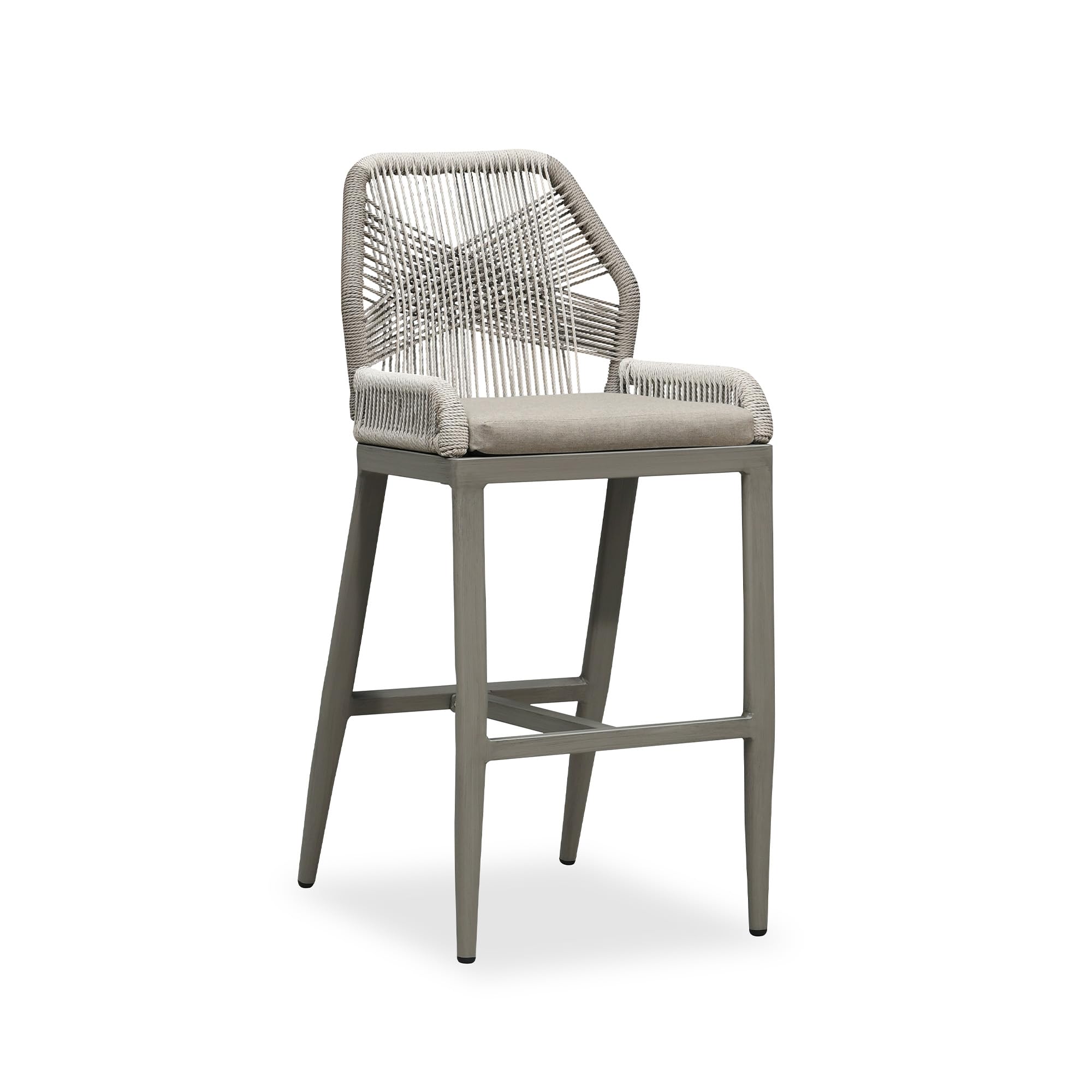 PURPLE LEAF Patio Counter Height Bar Stools 24" H Set of 2 Modern Rattan Bar Chairs Aluminum Stool Outdoor Wicker Barstools with Back and Cushion for Garden Kitchen Island