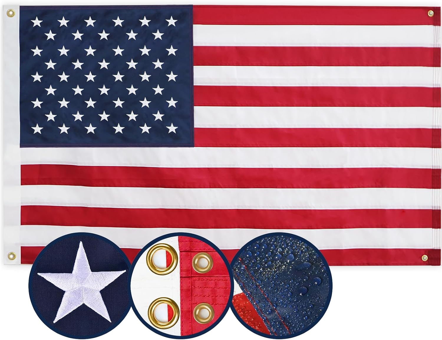 American Flag 4x6 Ft, Multipurpose Heavy Duty US Flag, 4 Brass Grommets, Embroidered Stars, Sewn Stripes, Outdoor Standard USA Flag, Bedroom, Room, Indoor Hanging American Flag For Wall