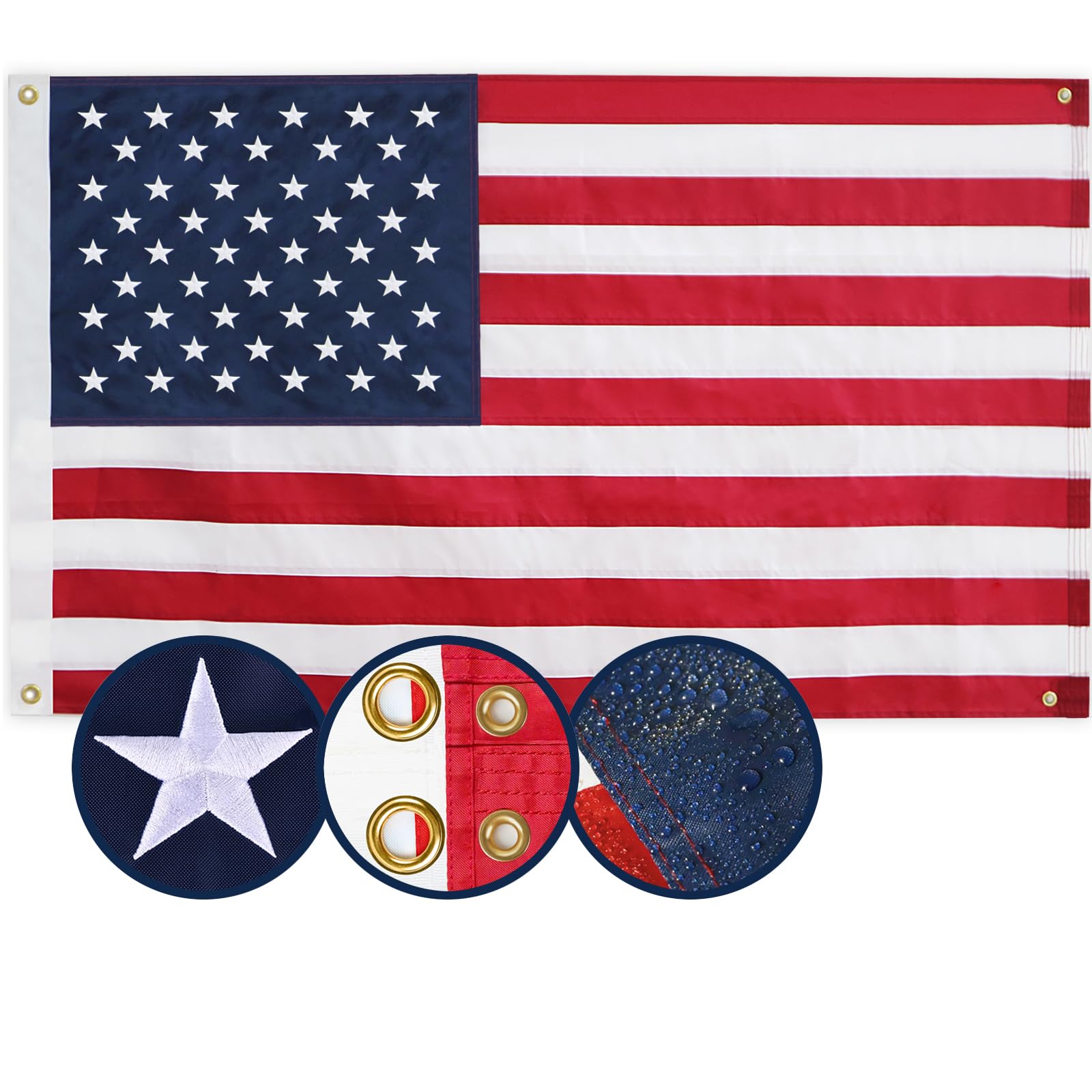 American Flag 4x6 Ft, Multipurpose Heavy Duty US Flag, 4 Brass Grommets, Embroidered Stars, Sewn Stripes, Outdoor Standard USA Flag, Bedroom, Room, Indoor Hanging American Flag For Wall