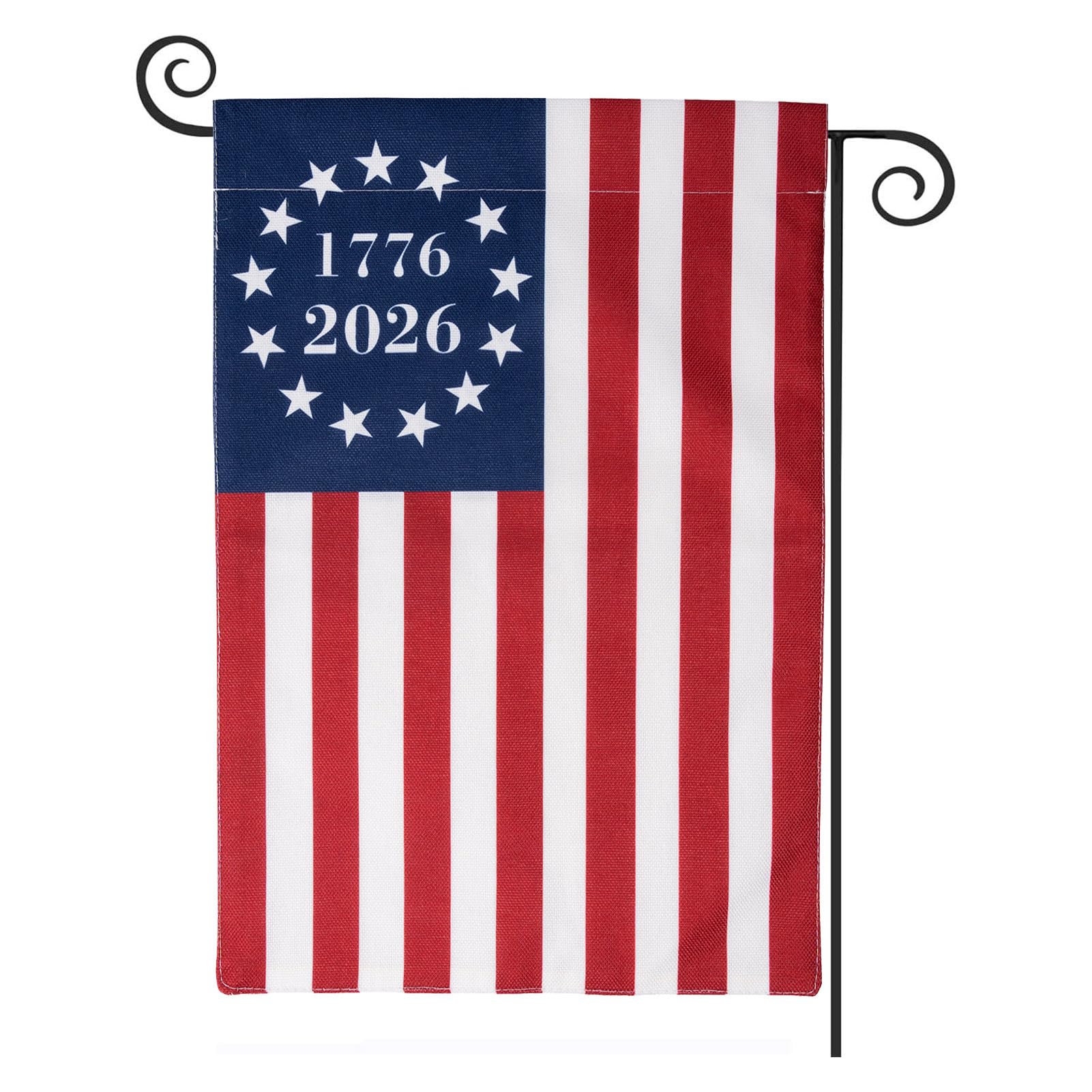 TOPFLAGS Garden Flag Stand with American Flag Garden Flag Metal Yard Flag Holder Pole Stake Small Flag Stands for Garden Flags 12 x 18 with Clips and Stopper 2 Pack