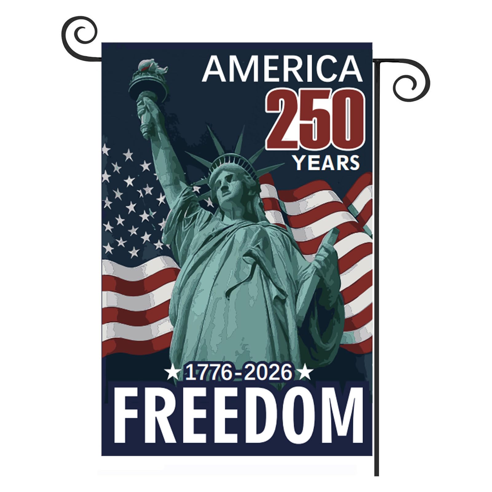 TOPFLAGS Garden Flag Stand with American Flag Garden Flag Metal Yard Flag Holder Pole Stake Small Flag Stands for Garden Flags 12 x 18 with Clips and Stopper 2 Pack