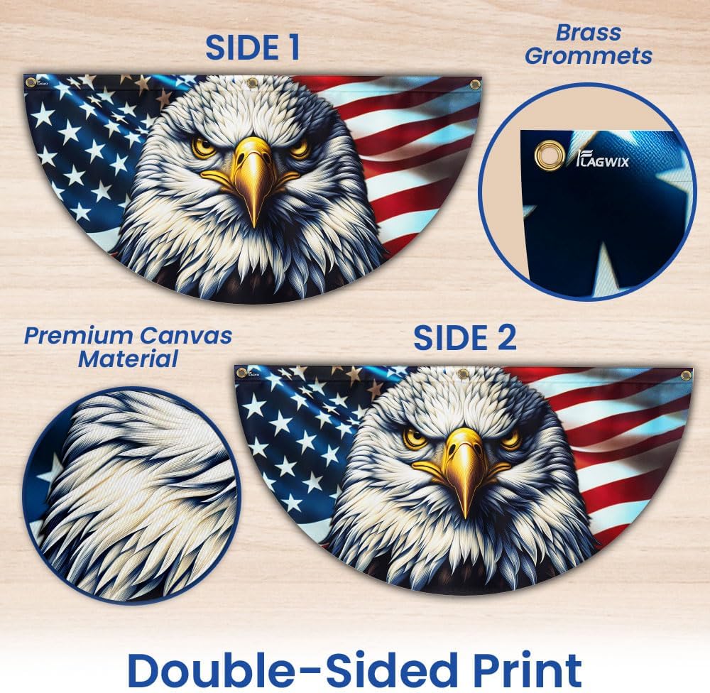 FLAGWIX American Flag Patriotic Eagle American Non-Pleated Fan Flag TQN2902FL, 1.5x3 ft, 1 Pack Suitable for Outdoor and Indoor