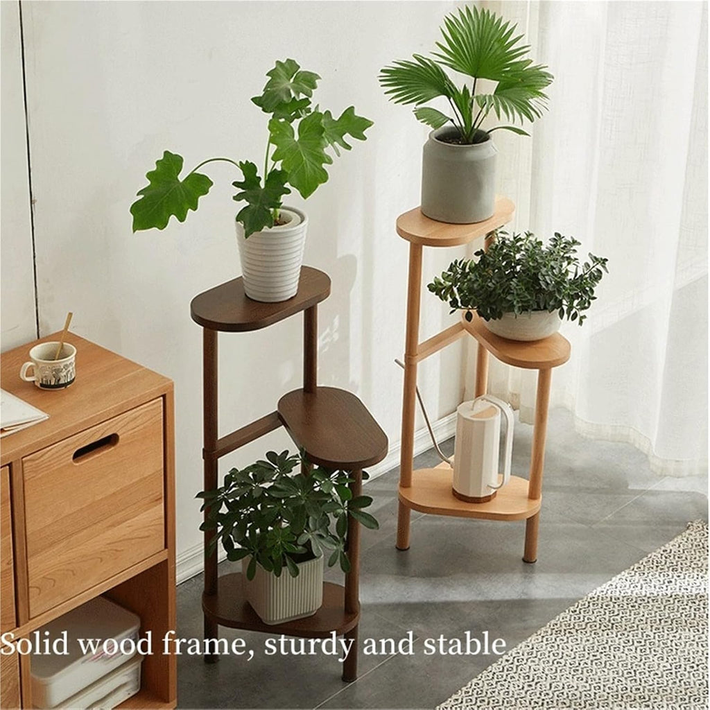 Plant Stand Indoor 3 Tiers Flower Pots Holder Solid Wood Plant Shelf Plants Display Rack Space Saving Multi Layer Flower Rack for Living Room Balcony,Ideal for Home