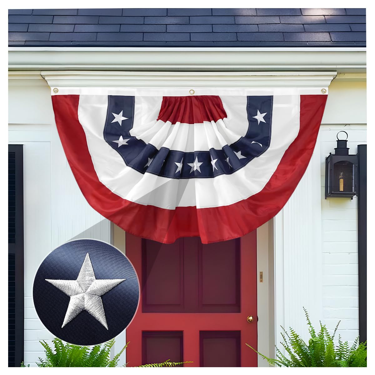 3 Pack Patriotic Red White Blue USA Bunting Banner for 4th of July & Memorial Day Outdoor Decor