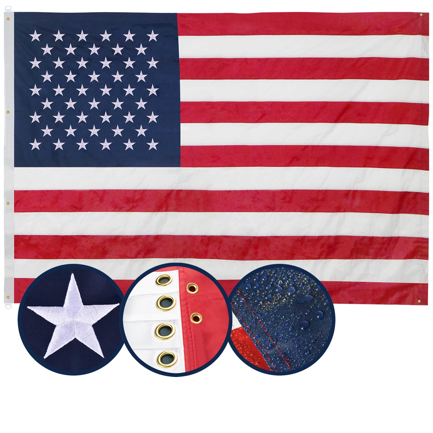 American Flag 4x6 Ft, Multipurpose Heavy Duty US Flag, 4 Brass Grommets, Embroidered Stars, Sewn Stripes, Outdoor Standard USA Flag, Bedroom, Room, Indoor Hanging American Flag For Wall