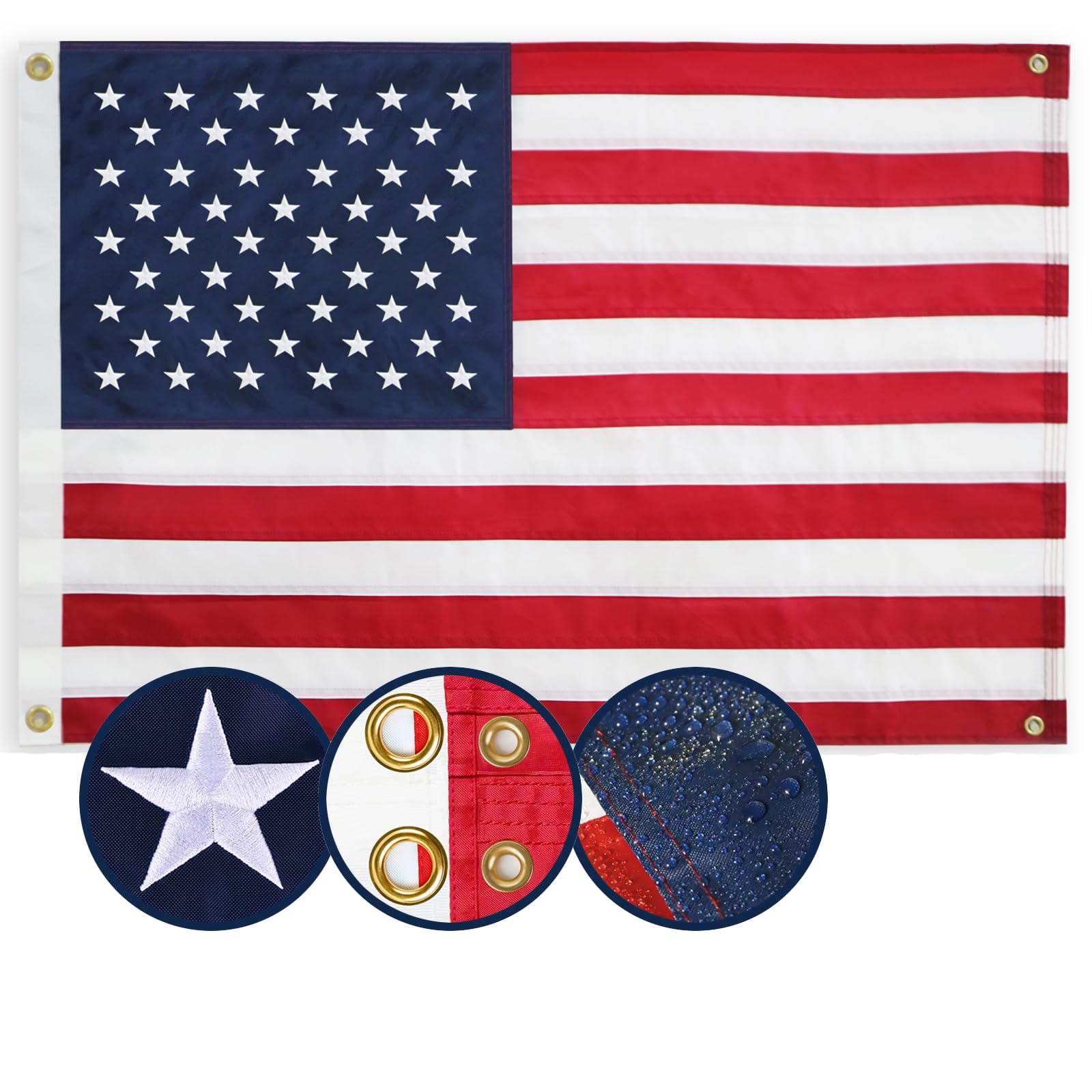 American Flag 4x6 Ft, Multipurpose Heavy Duty US Flag, 4 Brass Grommets, Embroidered Stars, Sewn Stripes, Outdoor Standard USA Flag, Bedroom, Room, Indoor Hanging American Flag For Wall