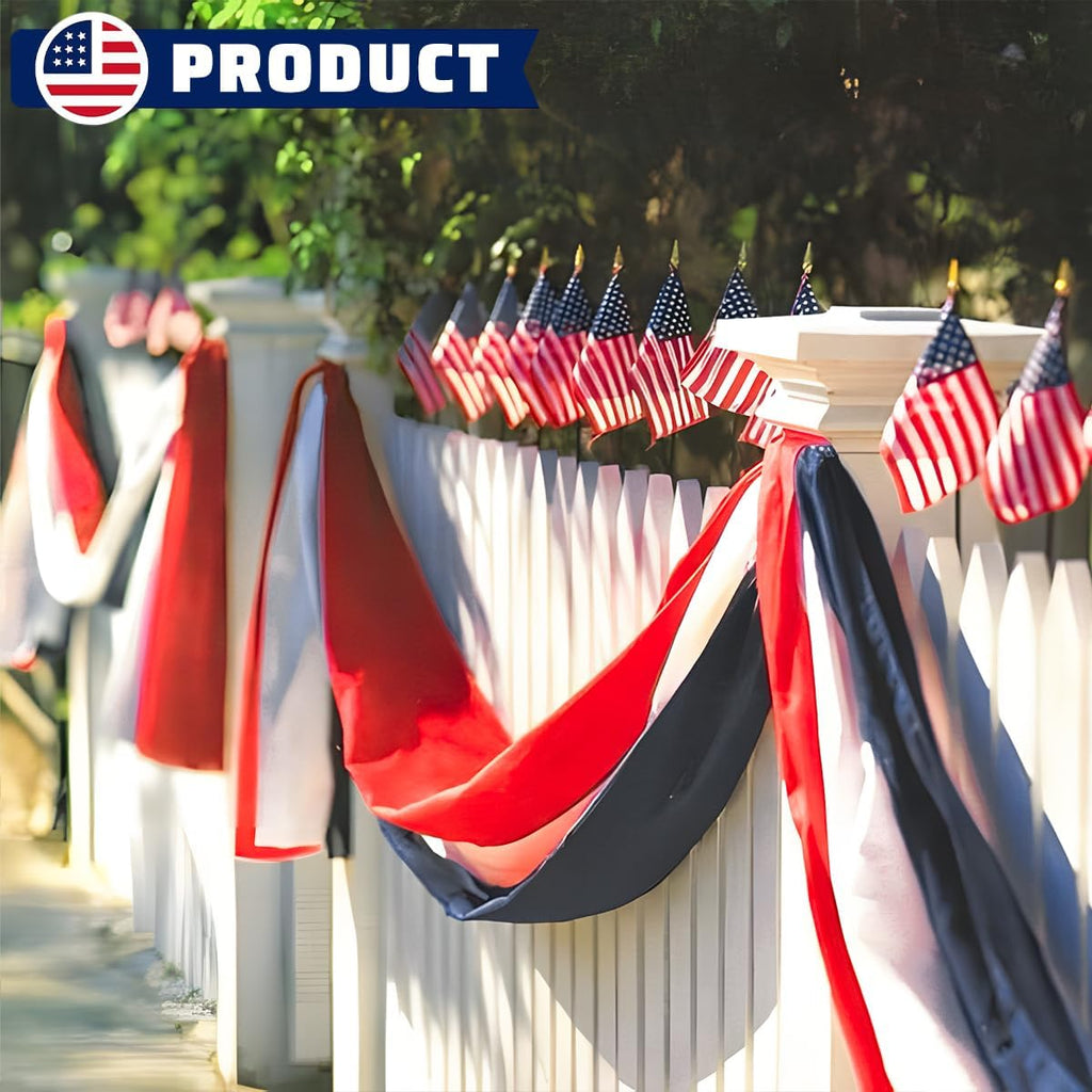 3 Pack Patriotic Red White Blue USA Bunting Banner for 4th of July & Memorial Day Outdoor Decor