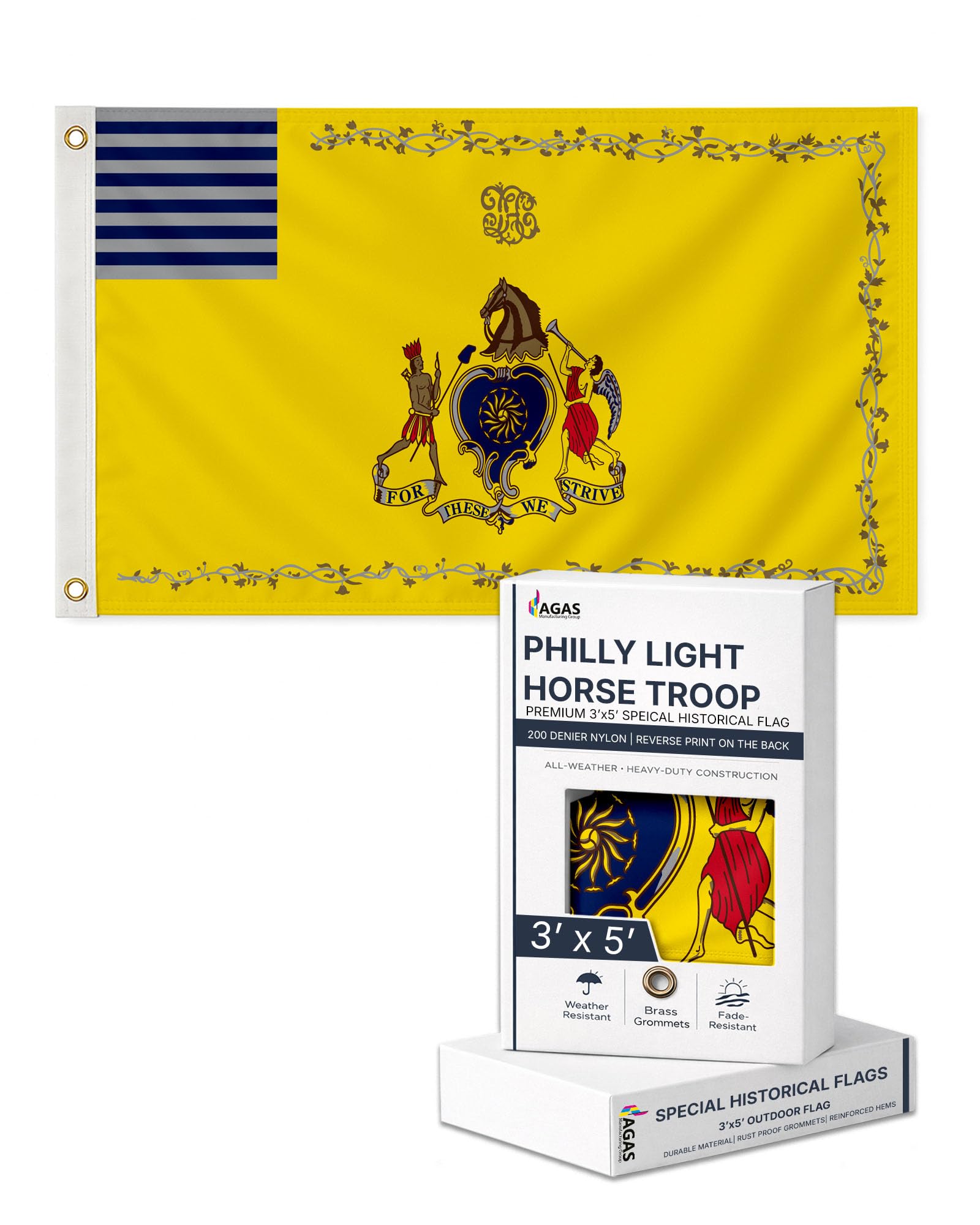 AGAS 3X5 Ft US Sons of Liberty Rebellious Stripes American Revolution History Flags - Printed 200D Nylon with Brass Grommets United States Historical Flag