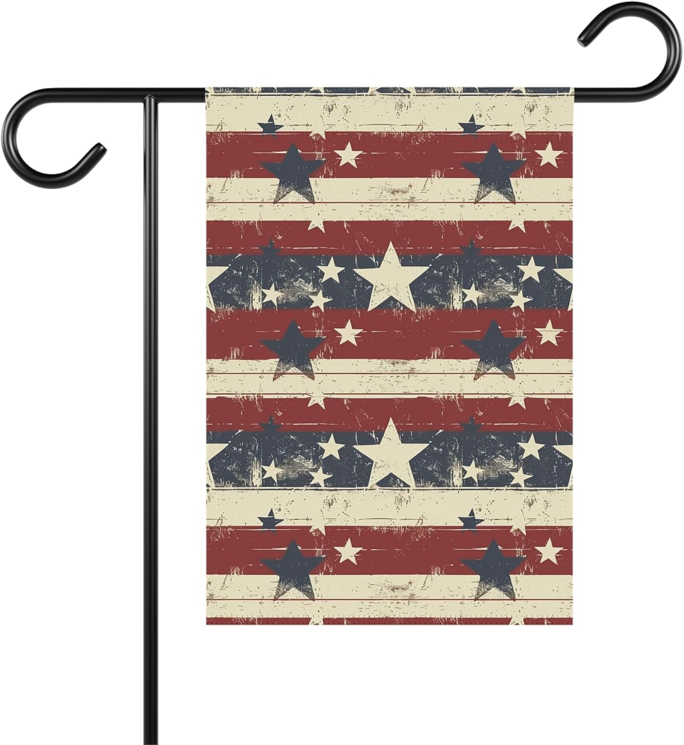 Vintage Inspired Patriotic Garden Flag, Stars & Stripes Yard Decor for 4th of July, Memorial Day, Outdoor Americana Display