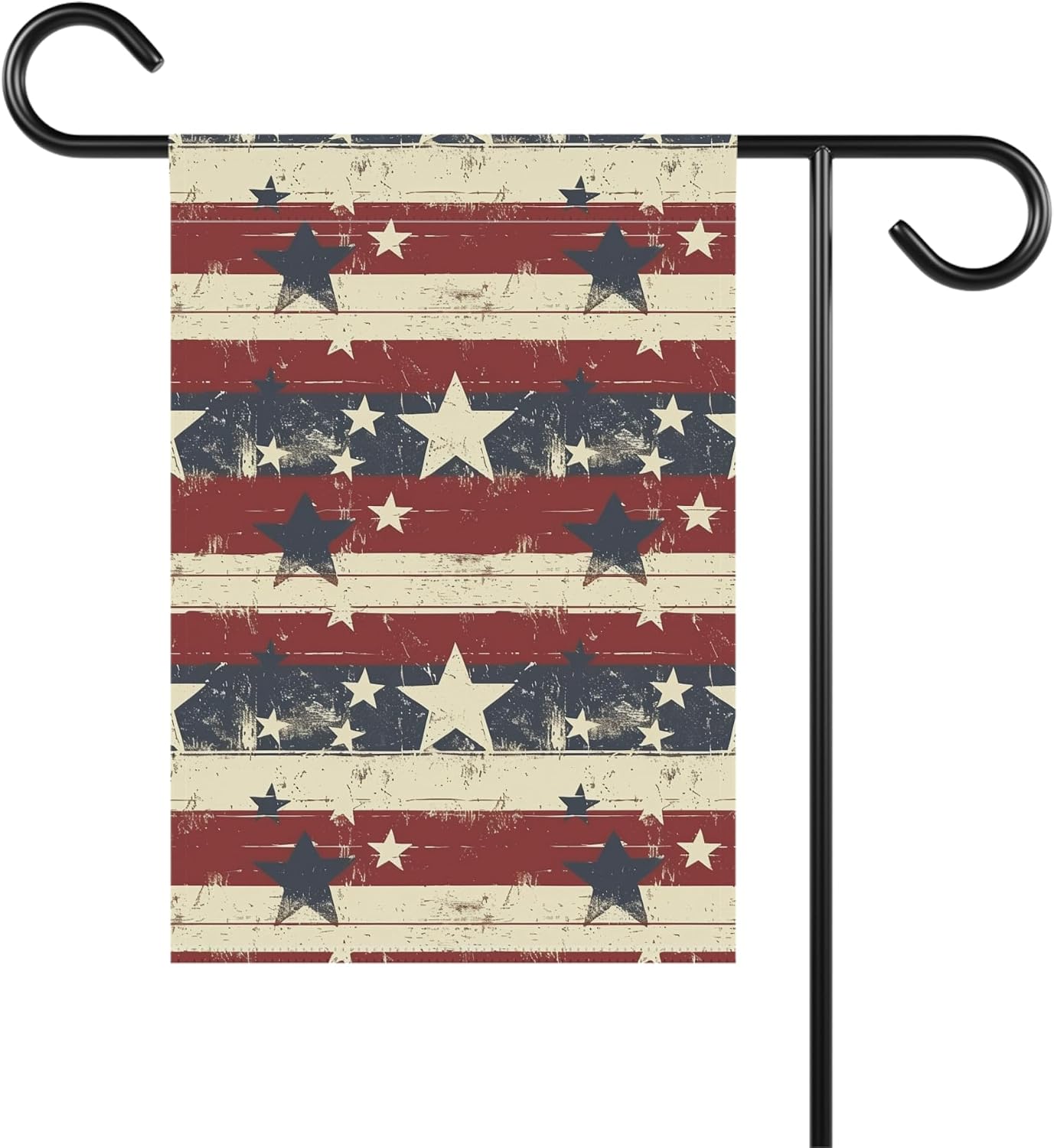 Vintage Inspired Patriotic Garden Flag, Stars & Stripes Yard Decor for 4th of July, Memorial Day, Outdoor Americana Display