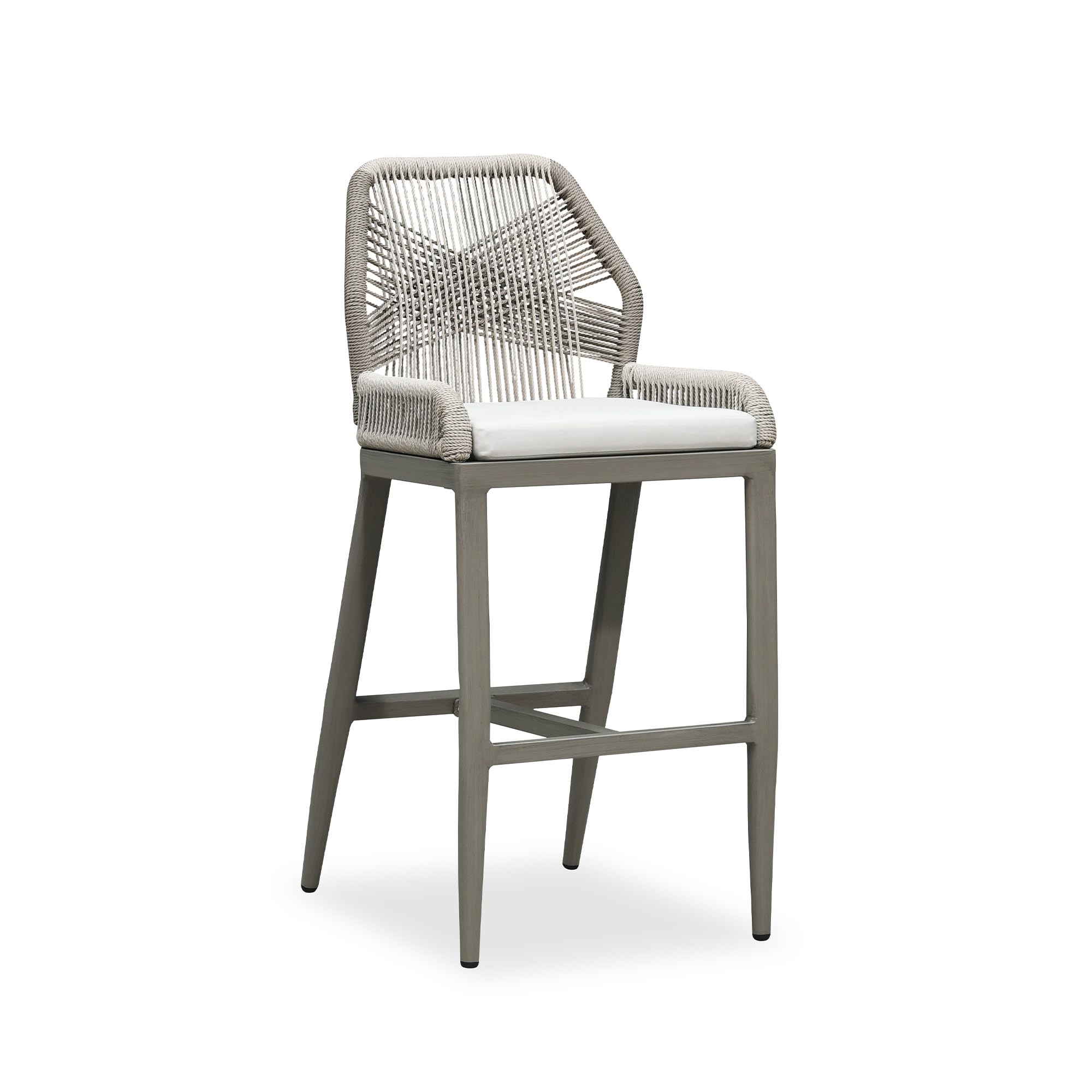 PURPLE LEAF Patio Counter Height Bar Stools 24" H Set of 2 Modern Rattan Bar Chairs Aluminum Stool Outdoor Wicker Barstools with Back and Cushion for Garden Kitchen Island