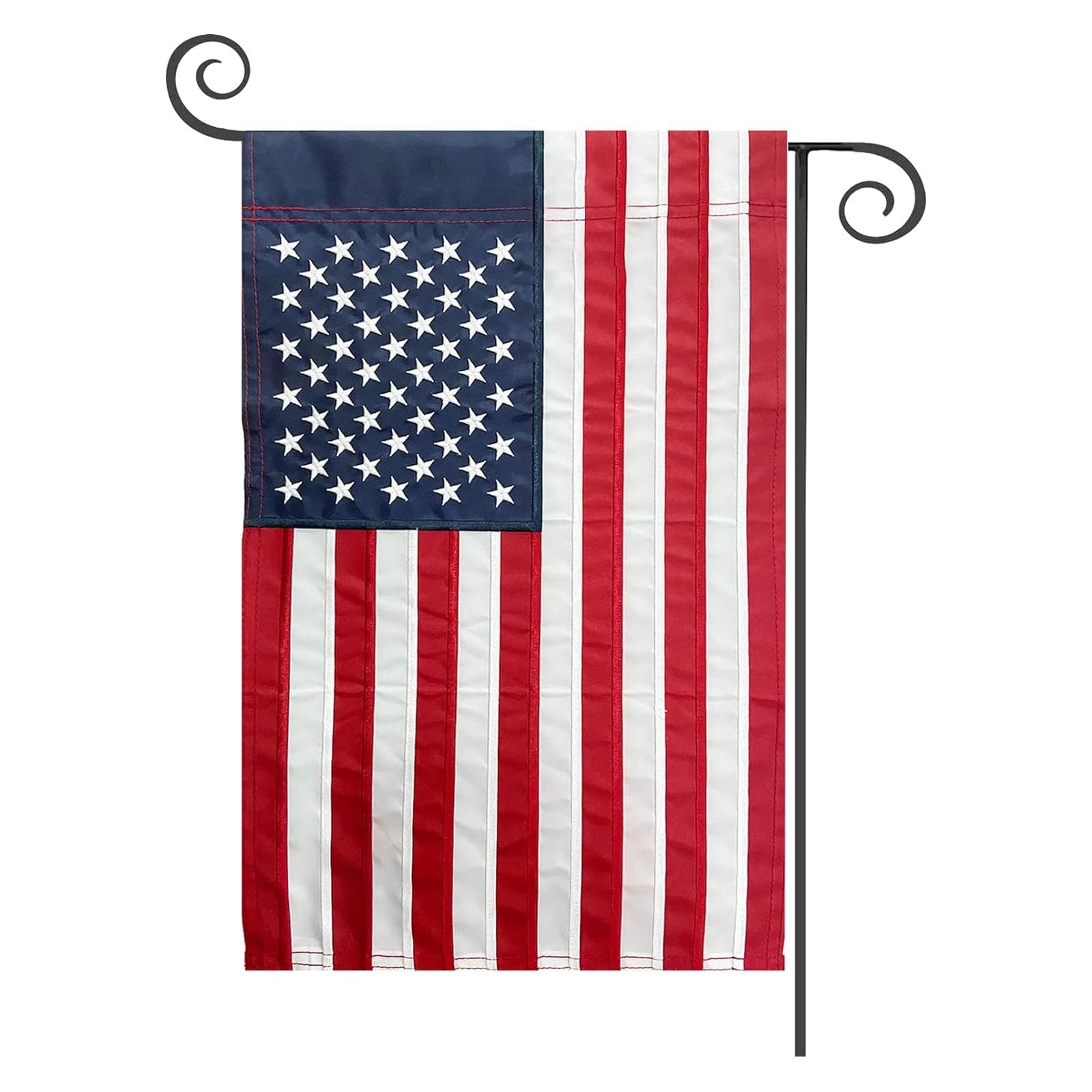 TOPFLAGS Garden Flag Stand with American Flag Garden Flag Metal Yard Flag Holder Pole Stake Small Flag Stands for Garden Flags 12 x 18 with Clips and Stopper 2 Pack