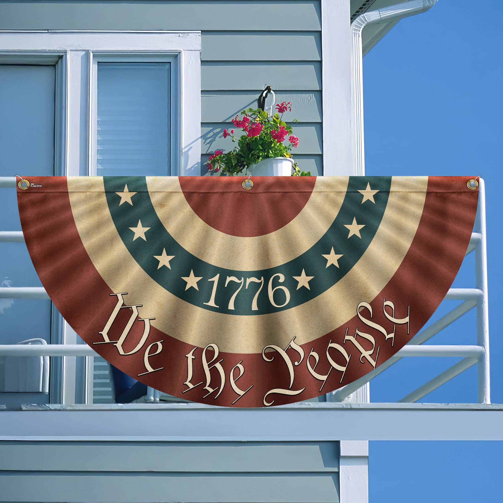 FLAGWIX American Flag Patriotic Eagle American Non-Pleated Fan Flag TQN2902FL, 1.5x3 ft, 1 Pack Suitable for Outdoor and Indoor