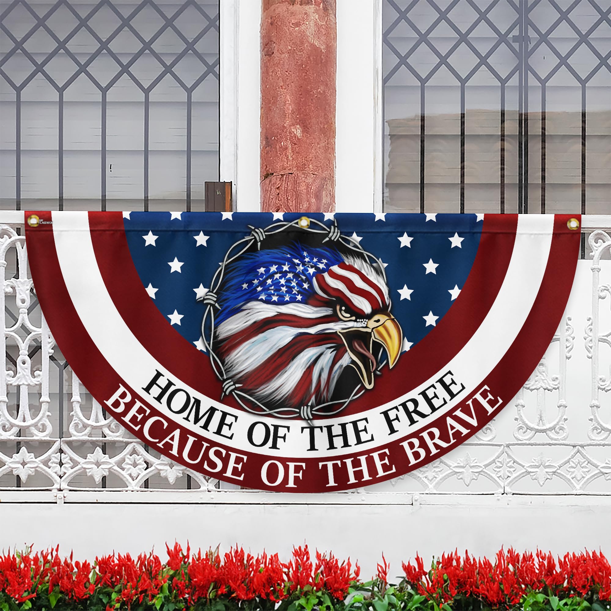 FLAGWIX American Flag Patriotic Eagle American Non-Pleated Fan Flag TQN2902FL, 1.5x3 ft, 1 Pack Suitable for Outdoor and Indoor