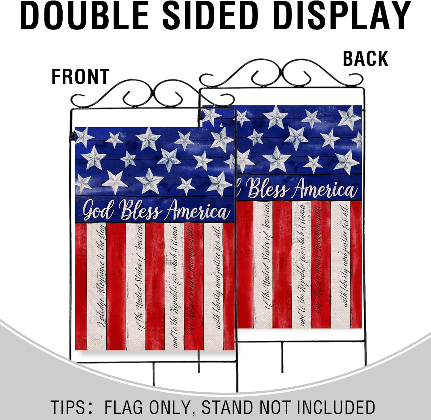 Artofy God Bless America 4th of July Home Decorative House Flag, Garden Yard American Stars Stripes Outside Decor, USA Patriotic Outdoor Large Burlap Decoration Double Sided 28 x 40