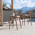 Modern Shade Chatham Outdoor Counter Height Bar Stool Set of 2 with Rope Woven Backrest, Wood Grain Aluminum Frame & Cushioned Seat, Modern Counter Height Bar Stool for Patio, Kitchen & Home Bar