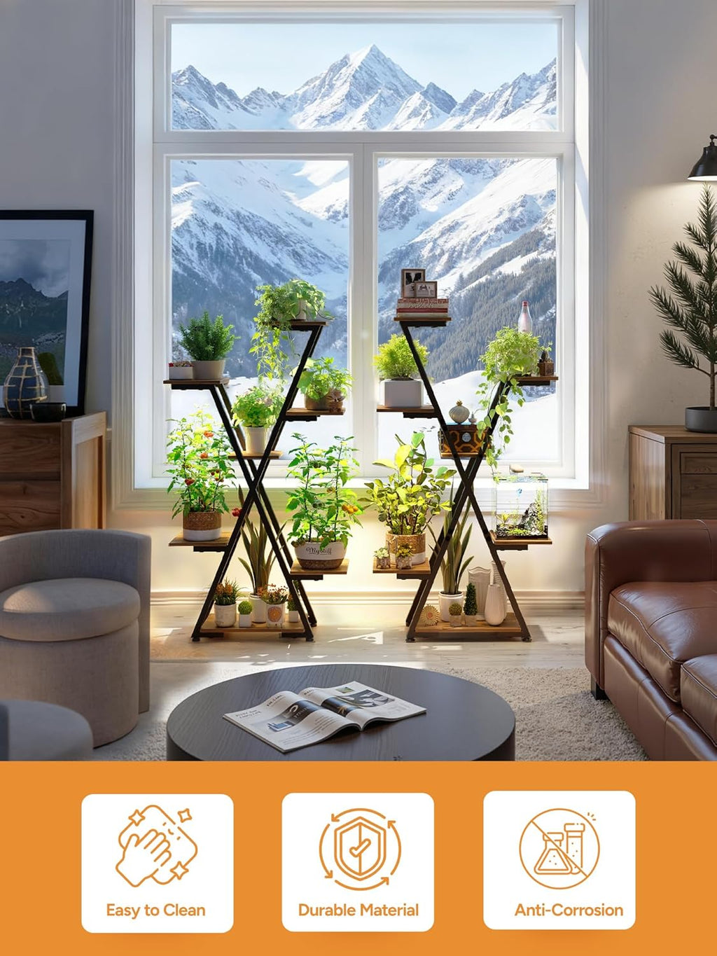 Plant Stand Indoor with Grow Lights: Large Multi-Tiered Metal Rack - Lighted Vertical Shelf with Timer for Flowers and Succulents