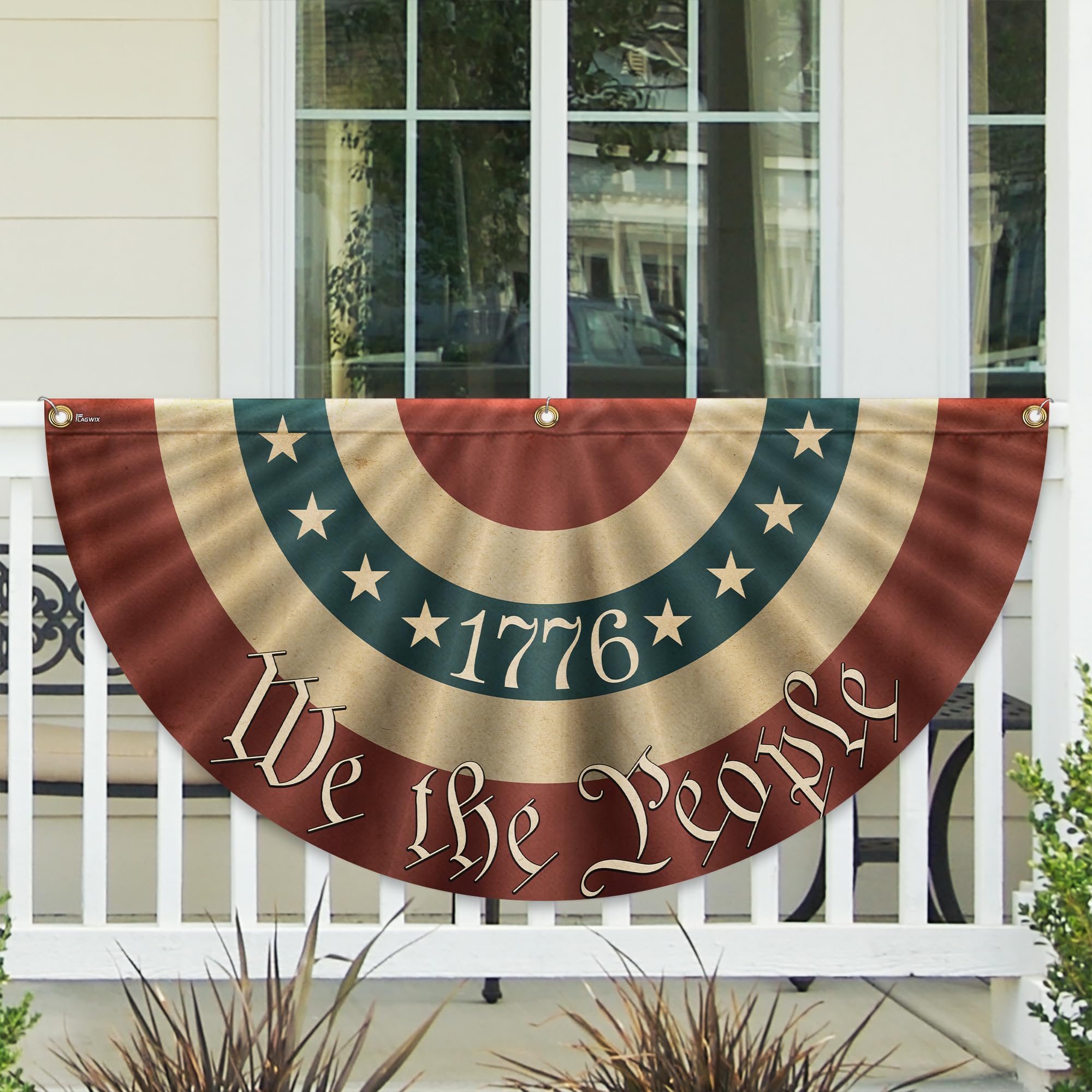 FLAGWIX American Flag Patriotic Eagle American Non-Pleated Fan Flag TQN2902FL, 1.5x3 ft, 1 Pack Suitable for Outdoor and Indoor