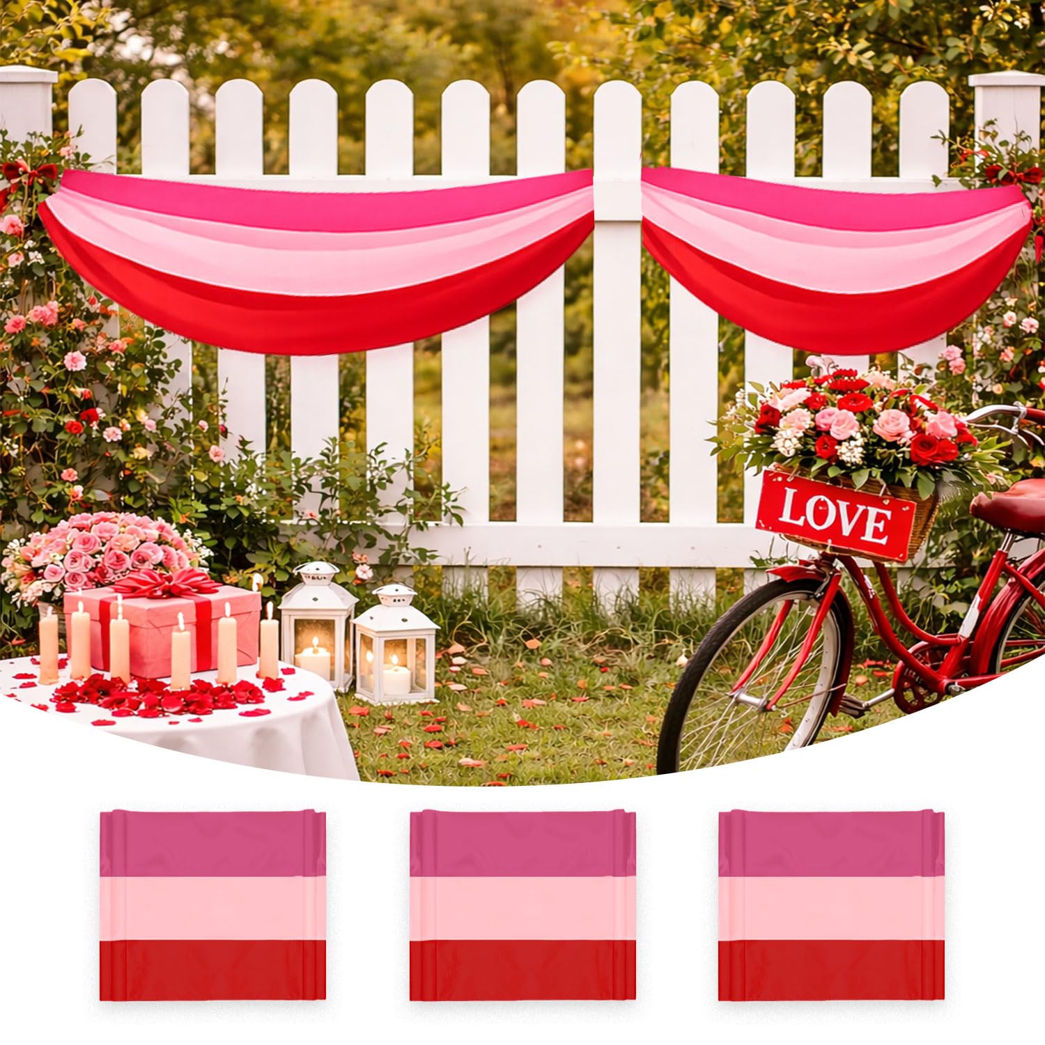 3 Pack Patriotic Red White Blue USA Bunting Banner for 4th of July & Memorial Day Outdoor Decor