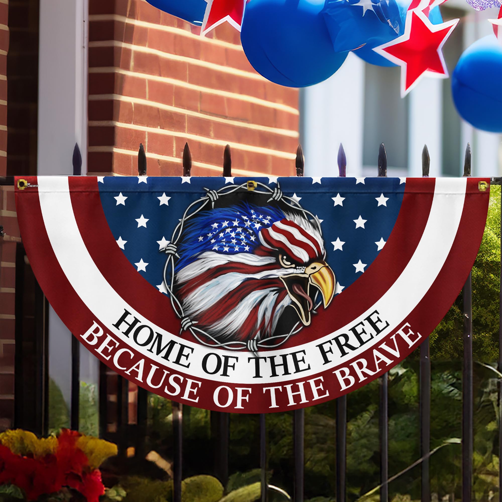FLAGWIX American Flag Patriotic Eagle American Non-Pleated Fan Flag TQN2902FL, 1.5x3 ft, 1 Pack Suitable for Outdoor and Indoor