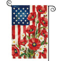 Baccessor 4th of July American House Flag 28x40 Inch Double Sided Burlap,Patriotic Memorial Day the Stars and Stripes Floral Flowers Summer Porch Holiday Seasonal Outdoor Outside Decoration