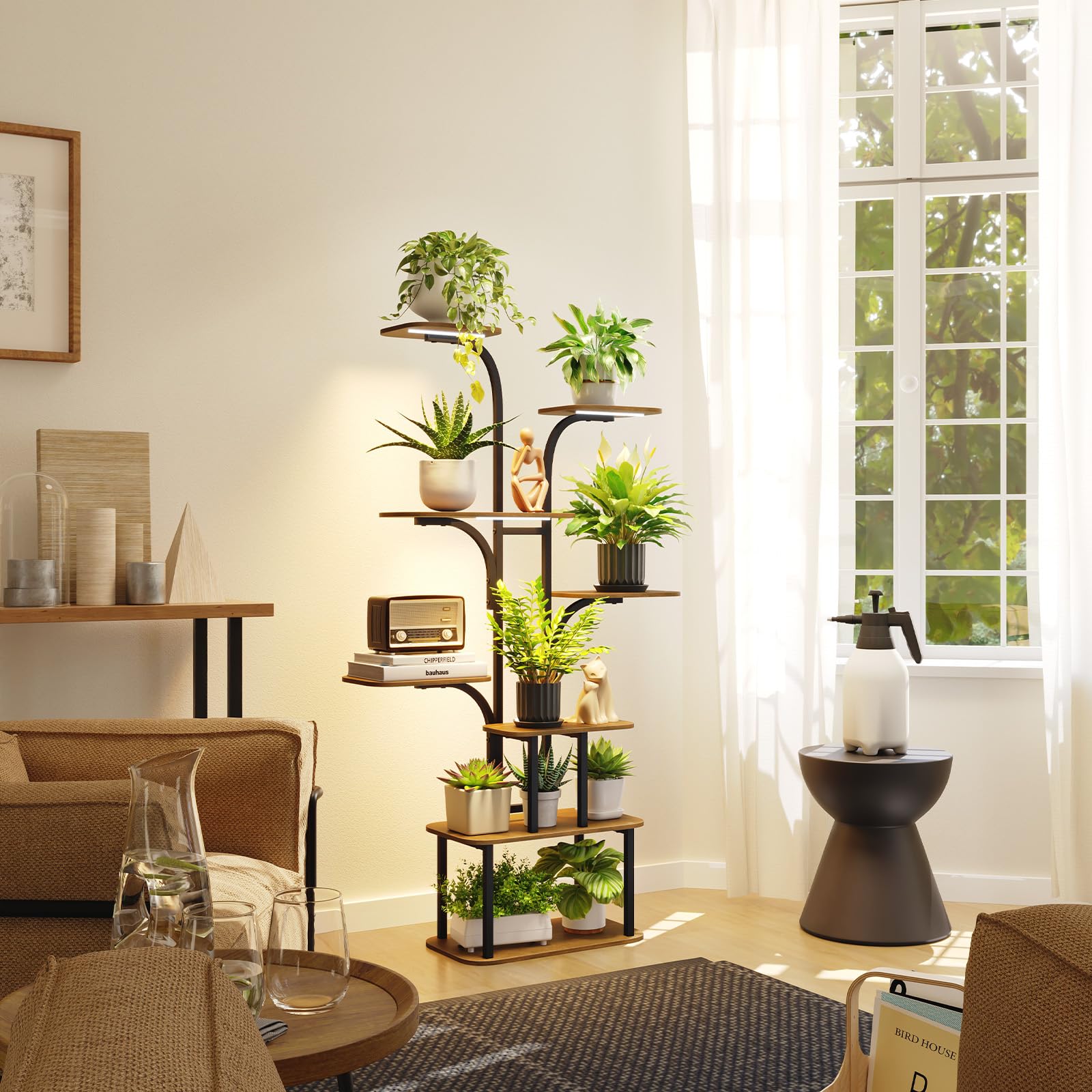 Plant Stand Indoor with Grow Lights: Large Multi-Tiered Metal Rack - Lighted Vertical Shelf with Timer for Flowers and Succulents
