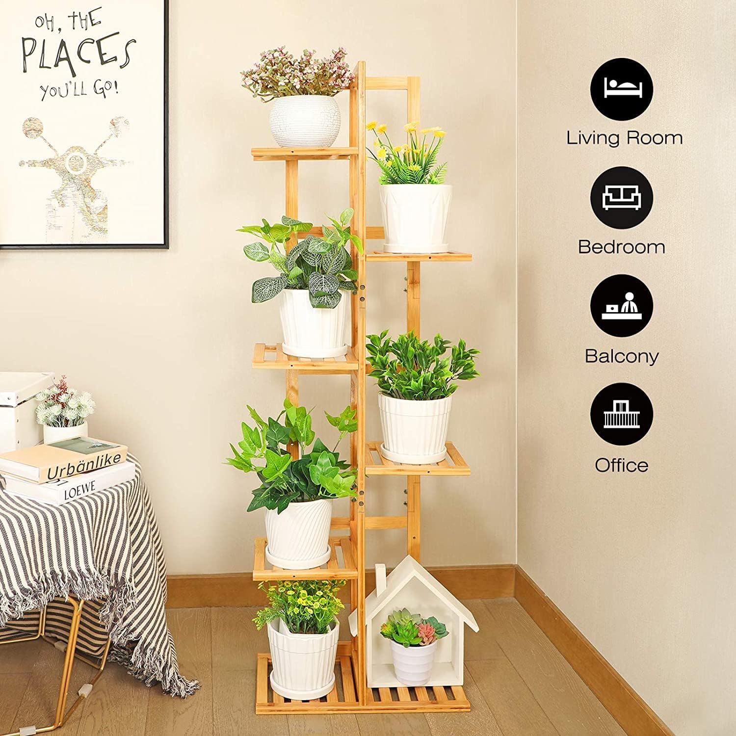 Plant Stand Indoor, 6 Tier 7 Potted Bamboo Plant Stands for Indoor Plants, Corner Plant Stand, Tiered Plant Stands, Plant Shelf For Indoor, Planter Holder for Multiple Plants Indoor Tall