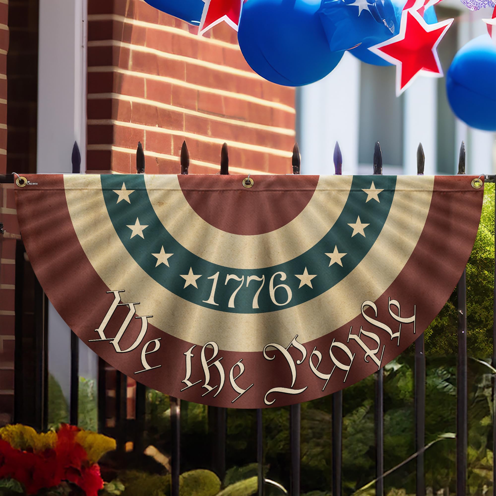 FLAGWIX American Flag Patriotic Eagle American Non-Pleated Fan Flag TQN2902FL, 1.5x3 ft, 1 Pack Suitable for Outdoor and Indoor